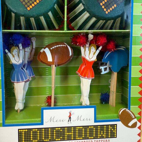 New Football Meri Meri Cupcake Liners Kit Cheerleader Football Players Game Day - Picture 3 of 12
